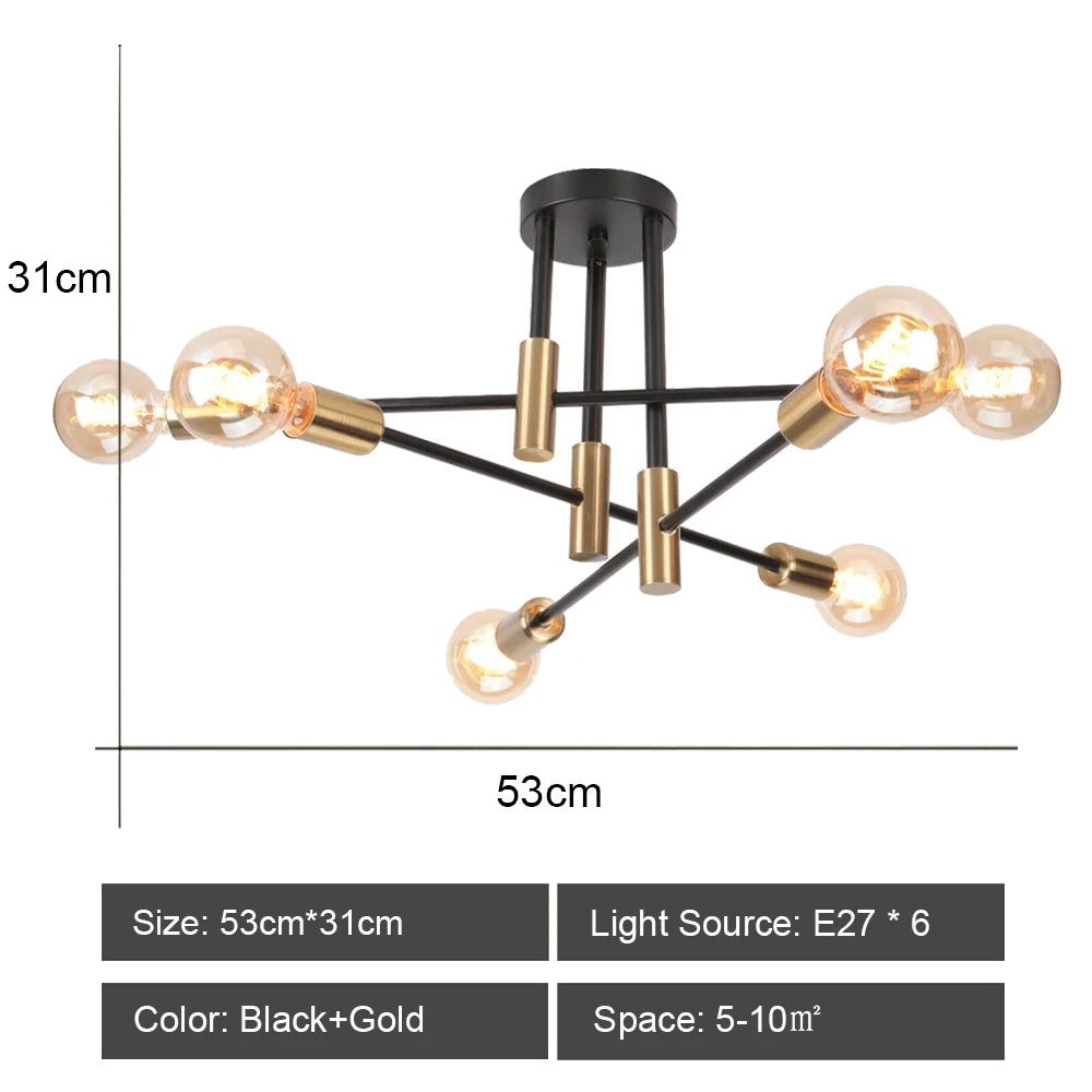 Quintara Flush Mount Modern Chandelier for Dining Room – Vintage