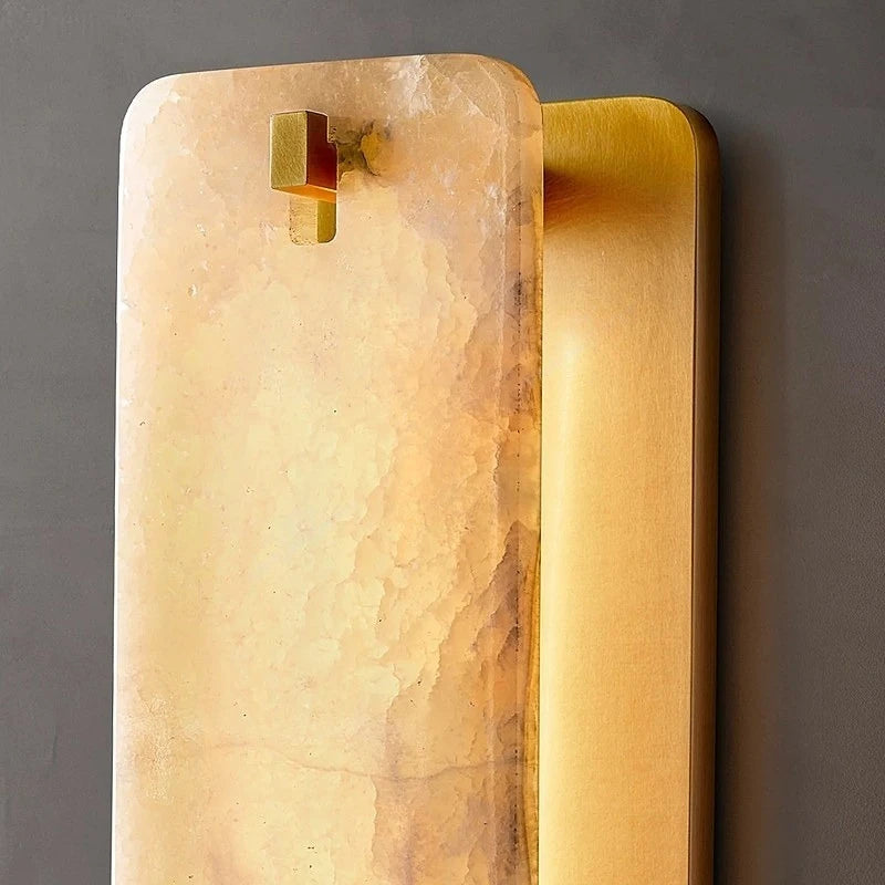 Modern Industrial Spanish Marble Brass Wall Sconce Led Light Bedroom Living Room Accent Wall Lighting Fixture Home Decor Lamp