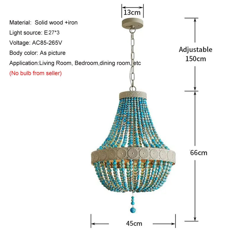 Merano Wooden Bead Chandelier for Dining Room – French Country