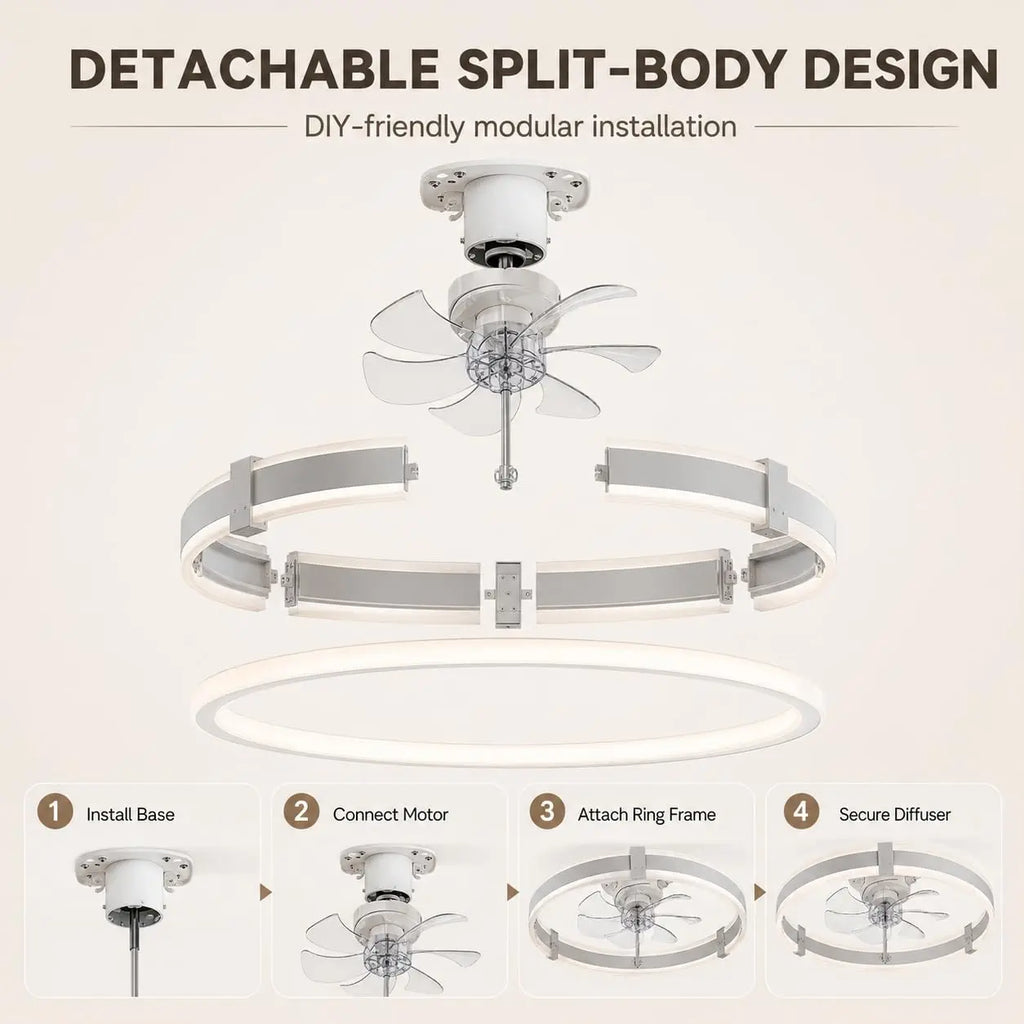 Ravena Low Profile Ceiling Fan with Light for Kitchen – Remote Control – detail view 4