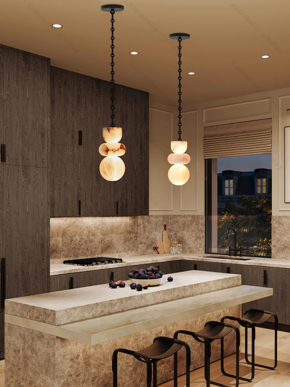 Alabaster & Marble Chandelier – Modern Dimmable LED for Living Room, Bedroom & Bedside | Maris Glow by Evenlyr