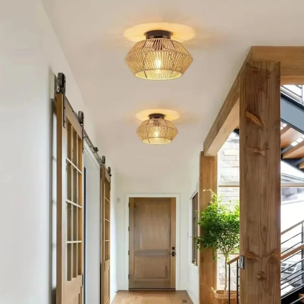 Caspian Bohemian Rattan Chandelier for Dining Room – Farmhouse