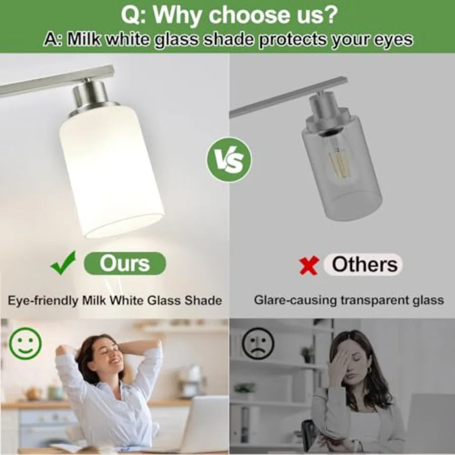 Firenze Milky-Glass Bathroom Vanity Light for Over Mirror