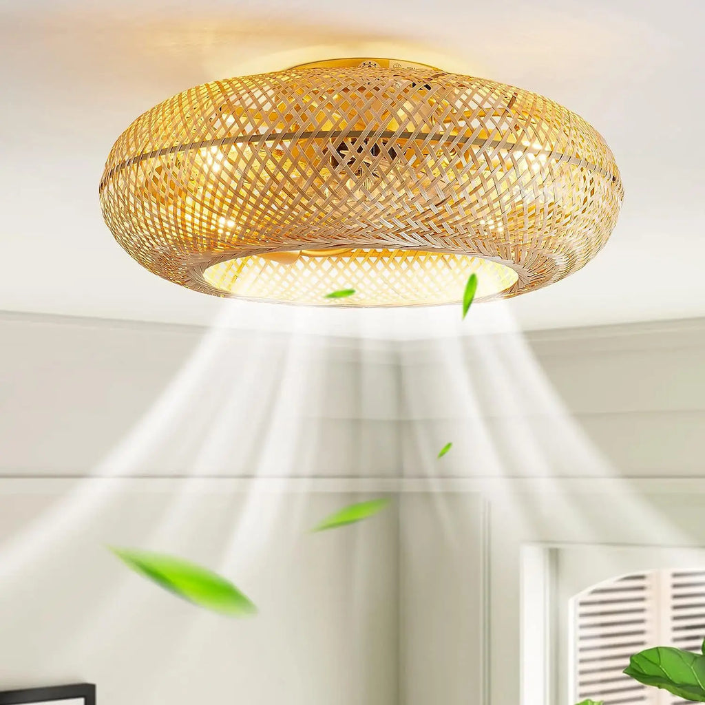 Aurelia Bamboo Retractable-Blade Ceiling Fan Light – Remote Control