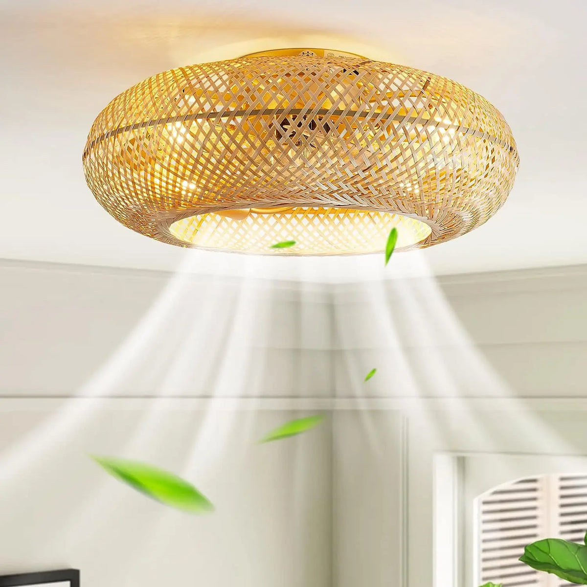 Aurelia Bamboo Retractable-Blade Ceiling Fan Light – Remote Control