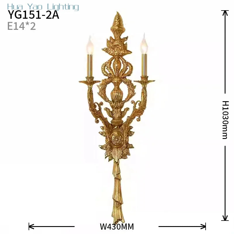 Tall Aged Copper Two-Light Wall Sconce – 103cm