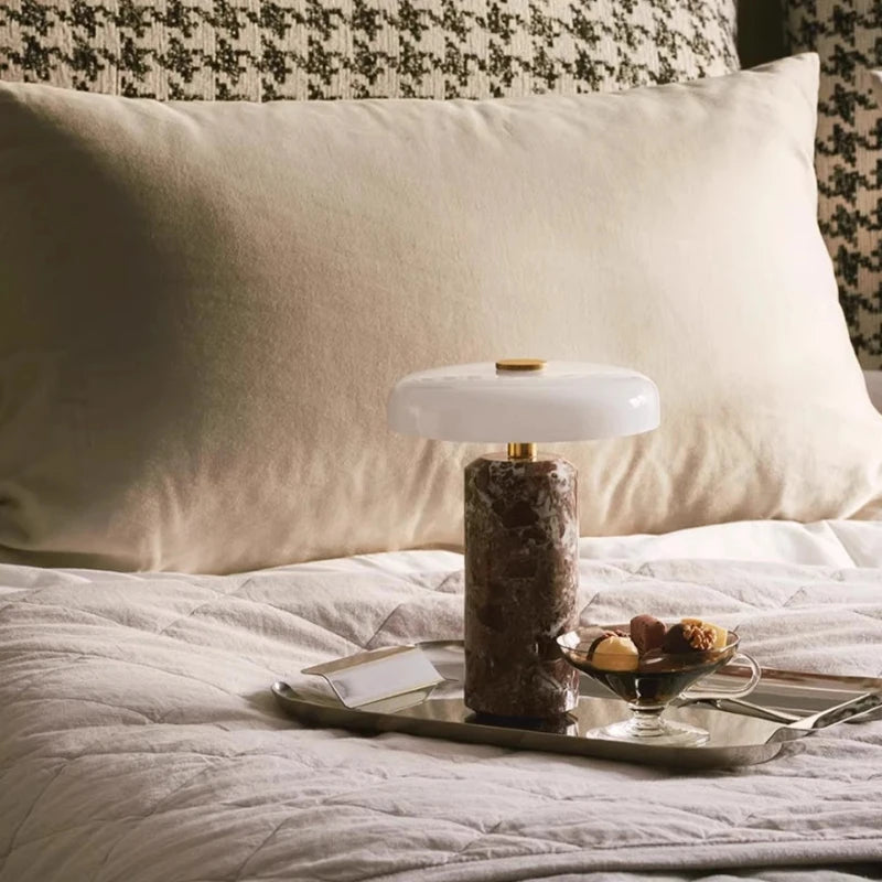 Marble & Glass Table Lamp – Modern Minimalist for Bedside, Restaurant Table, Desk & Office | Ophelia Grove by Evenlyr