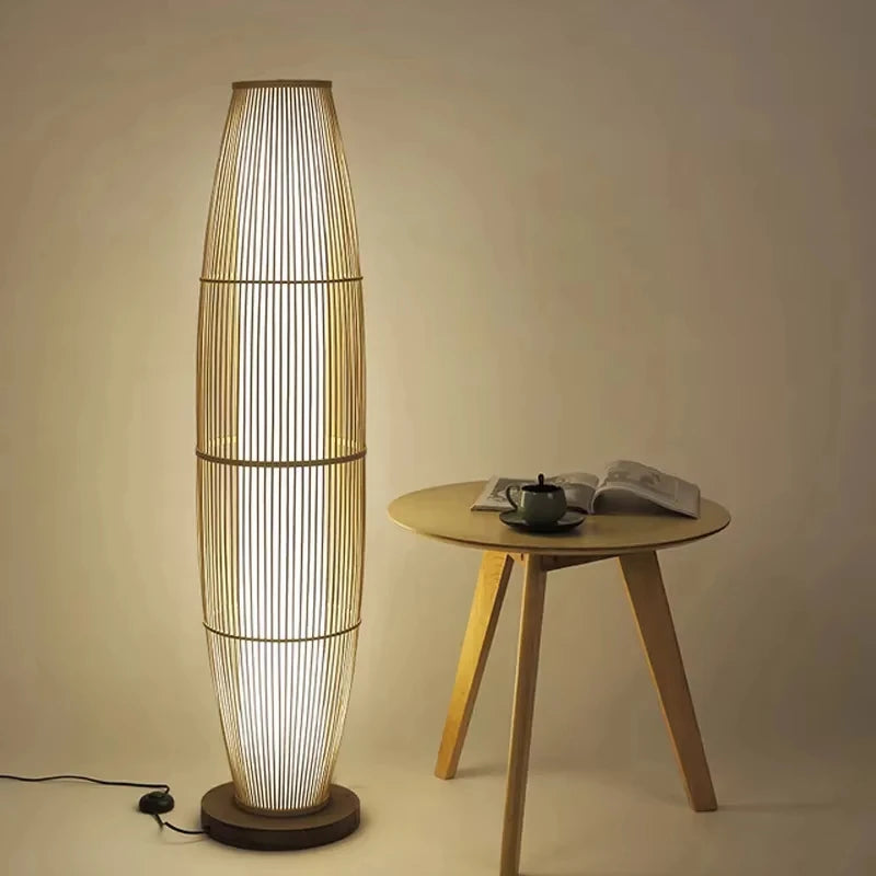 Nero Prism Bamboo and Wood Floor Lamp – Art Deco – product detail 6