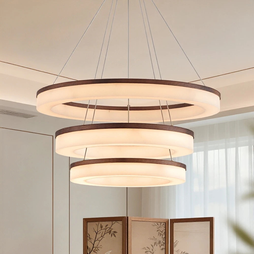 Alabaster & Marble Chandelier – Modern Minimalist for Dining Room, Living Room, Foyer | Solenne Line by Evenlyr