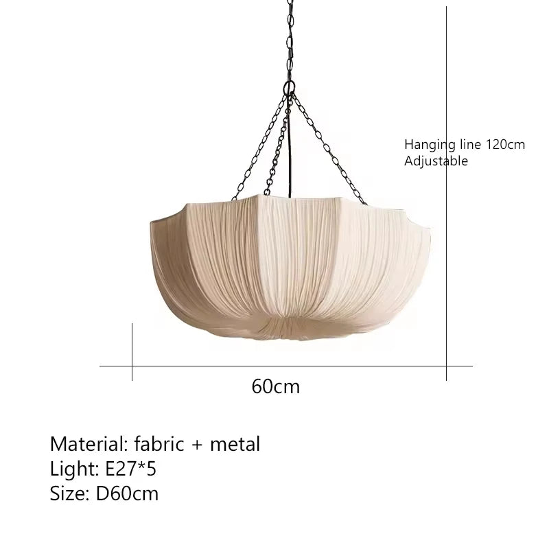 Fabric Chandelier – Wabi-Sabi Nordic LED for Bedroom & Bedside, Dining Room & Kitchen | Seren Orbit by Evenlyr