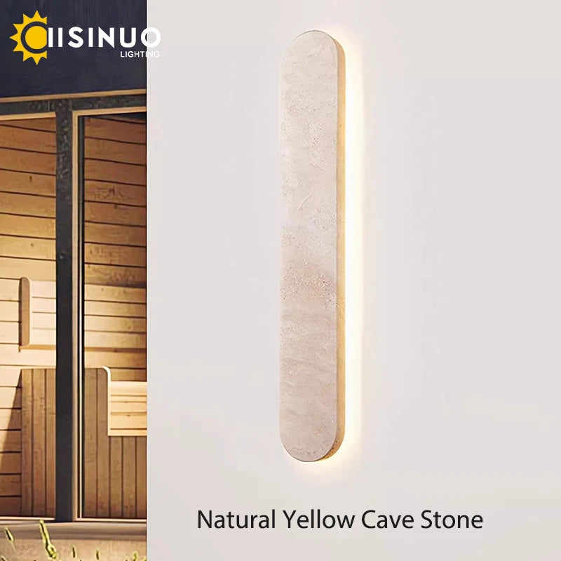 Joren Veil Linear Travertine Wall Sconce – Wabi-Sabi Travertine Linear Wall Sconces