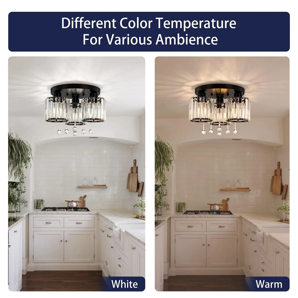 Caspian 3-Light Flush Mount Ceiling Light for Dining Room – Crystal – detail view 5