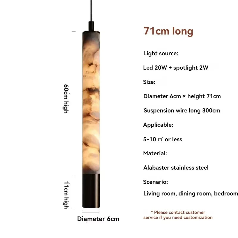 Oria Reed Alabaster Pendant Light – Dimmable – product detail 13