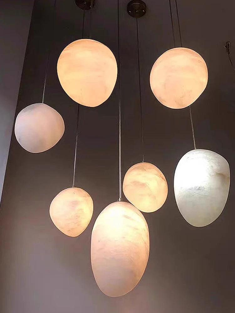 Quilla Halo Dimmable Alabaster Pendant Light – product view 2
