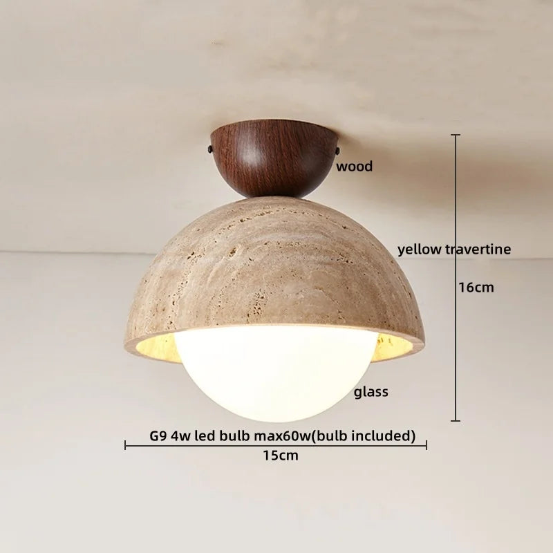 Ruelle Veil Globe Travertine Ceiling Light