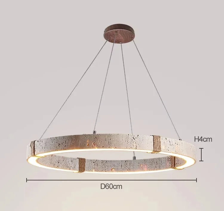 Travertine Chandelier – Modern Minimalist Dimmable LED for Dining Room, Living Room, Bedroom | Delphine Halo by Evenlyr