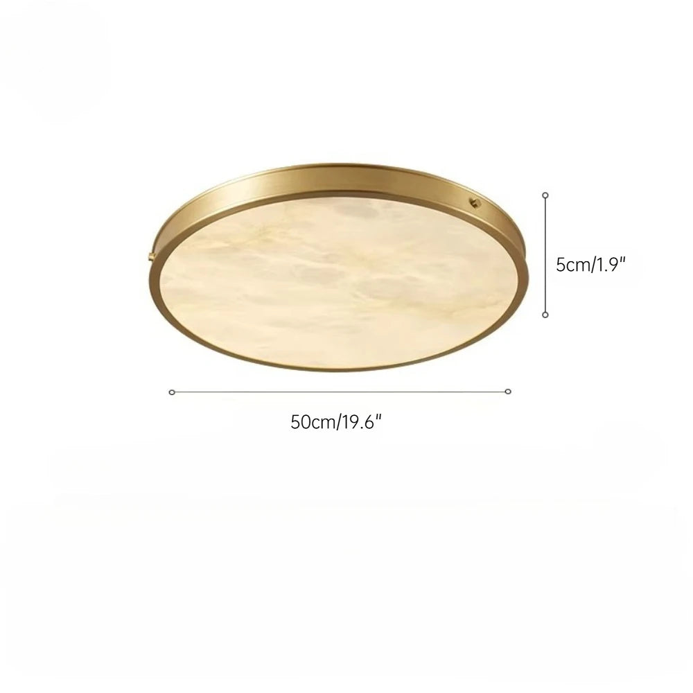 Alabaster & Marble Round Flush Mount Ceiling Light – Modern LED Slim for Bedroom & Bedside, Living Room | Lunara Halo by Evenlyr