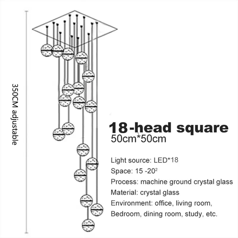 Crystal Globe Chandelier – Modern LED for Bedroom & Bedside, Living Room, Dining Room & Kitchen | Seren Halo by Evenlyr