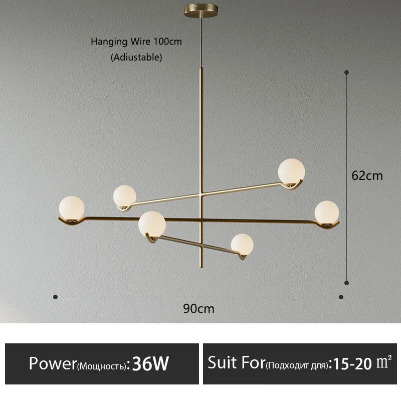 Glass Globe Chandelier – Modern LED for Bedroom & Bedside, Dining Room & Kitchen | Seren Glow by Evenlyr