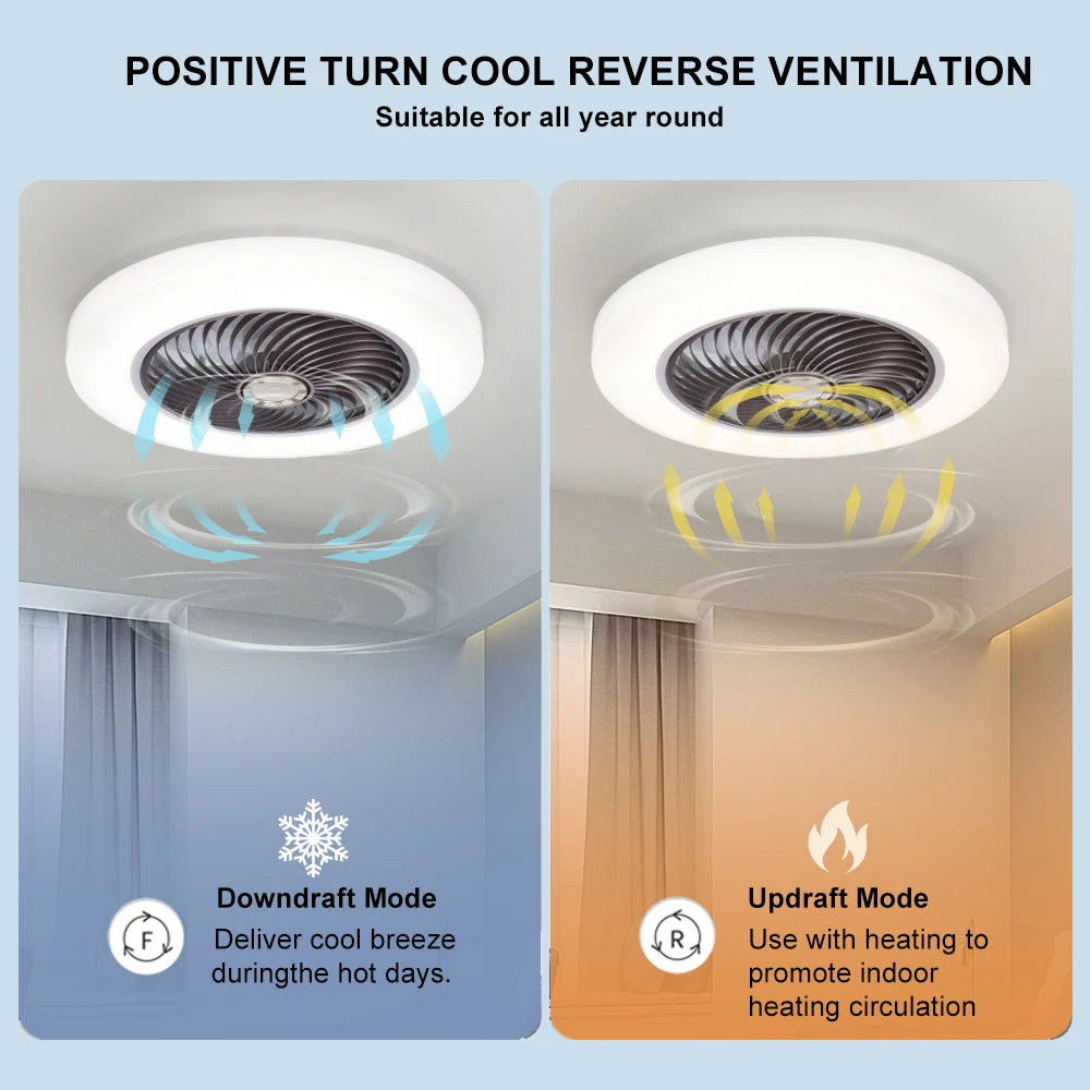 Elara 52cm Invisible-Blade Smart Ceiling Fan Light – Remote Control