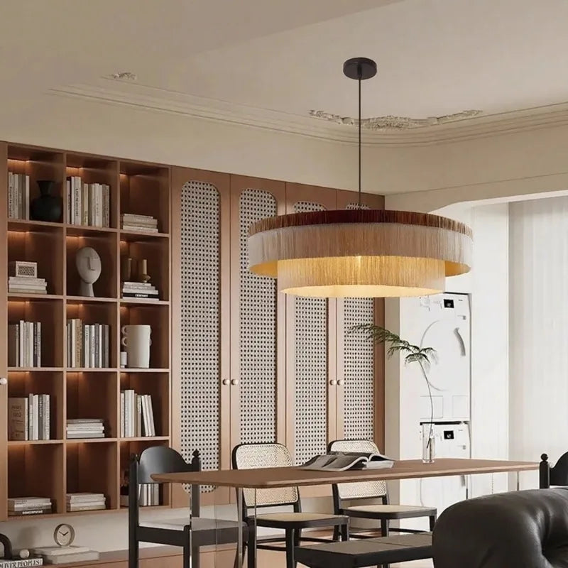 Fabric Pendant Light – Wabi-Sabi LED for Bedroom & Bedside, Dining Room & Kitchen, Restaurant & Café | Solenne Halo by Evenlyr