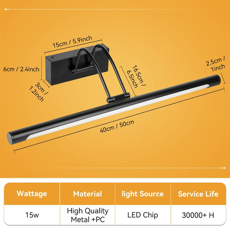 Aurelia 15W IP65 Bathroom Mirror Light – 40/50cm