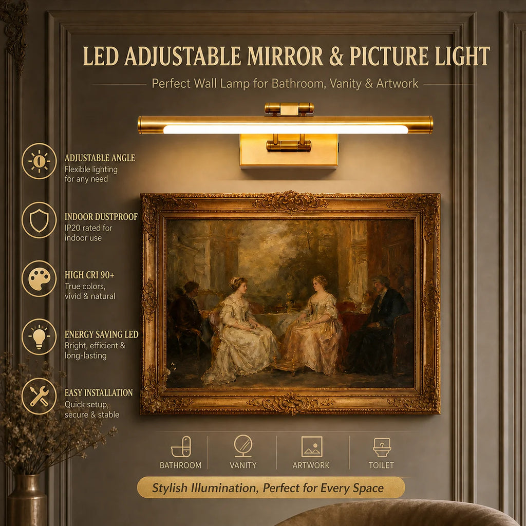 Metal LED Bathroom Vanity & Mirror Light – Modern LED for Bathroom, Gallery & Artwork | Selene Arc by Evenlyr