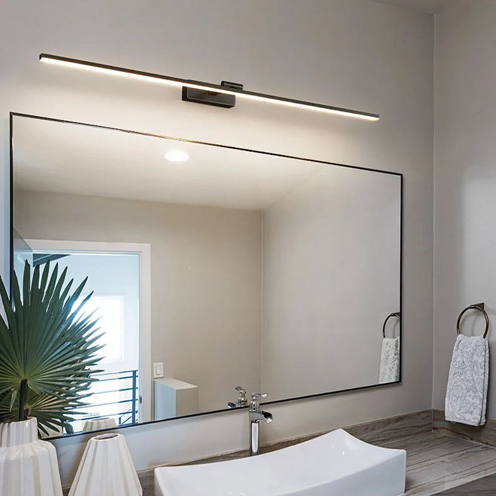 Brass LED Bathroom Vanity & Mirror Light – Modern Adjustable LED for Bathroom | Lucera Veil by Evenlyr