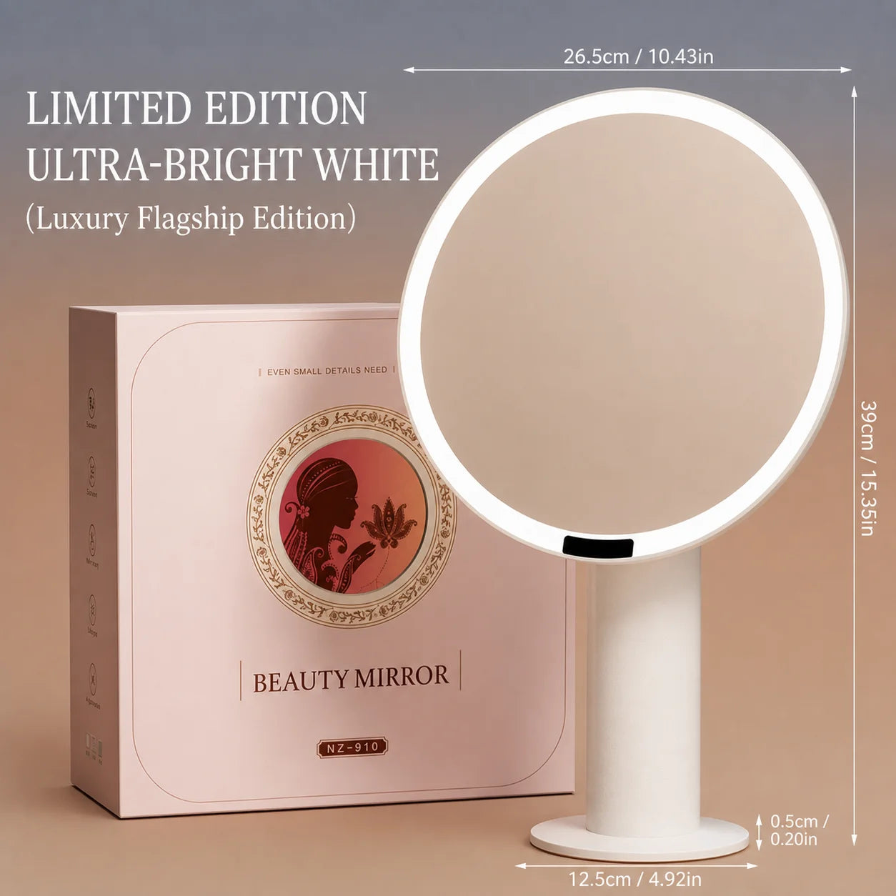 Doria Rechargeable LED Makeup Mirror – Stepless Dimming