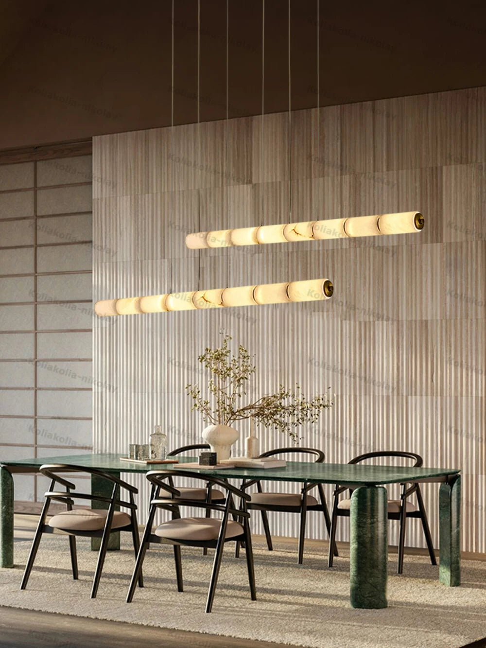 Alabaster & Marble Chandelier – Art Deco Dimmable LED for Dining Room, Living Room, Foyer | Vesper Line by Evenlyr