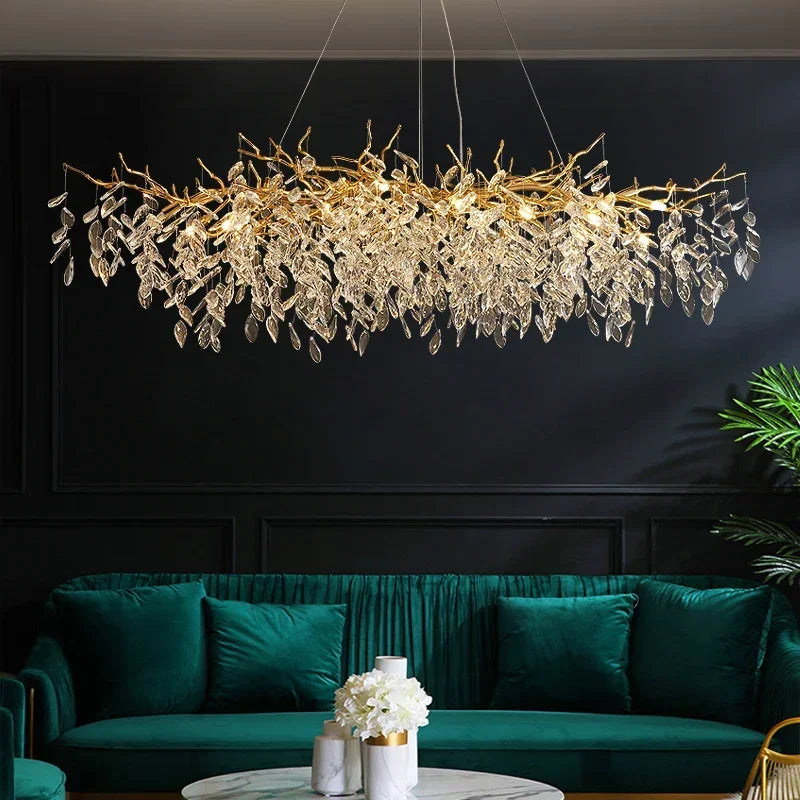 Hesper Arc Branch Crystal Pendant Light – Modern Crystal Branch Pendant Lights for Dining Room