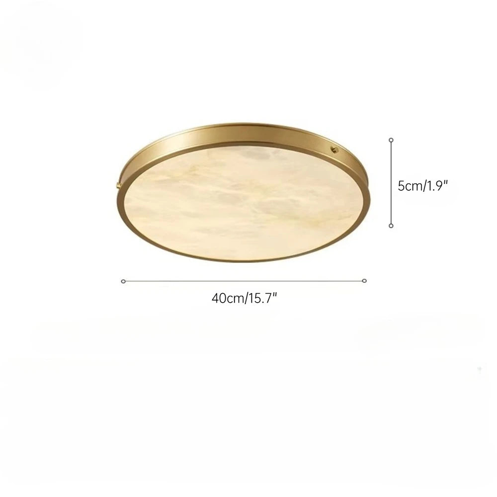 Alabaster & Marble Round Flush Mount Ceiling Light – Modern LED Slim for Bedroom & Bedside, Living Room | Lunara Halo by Evenlyr