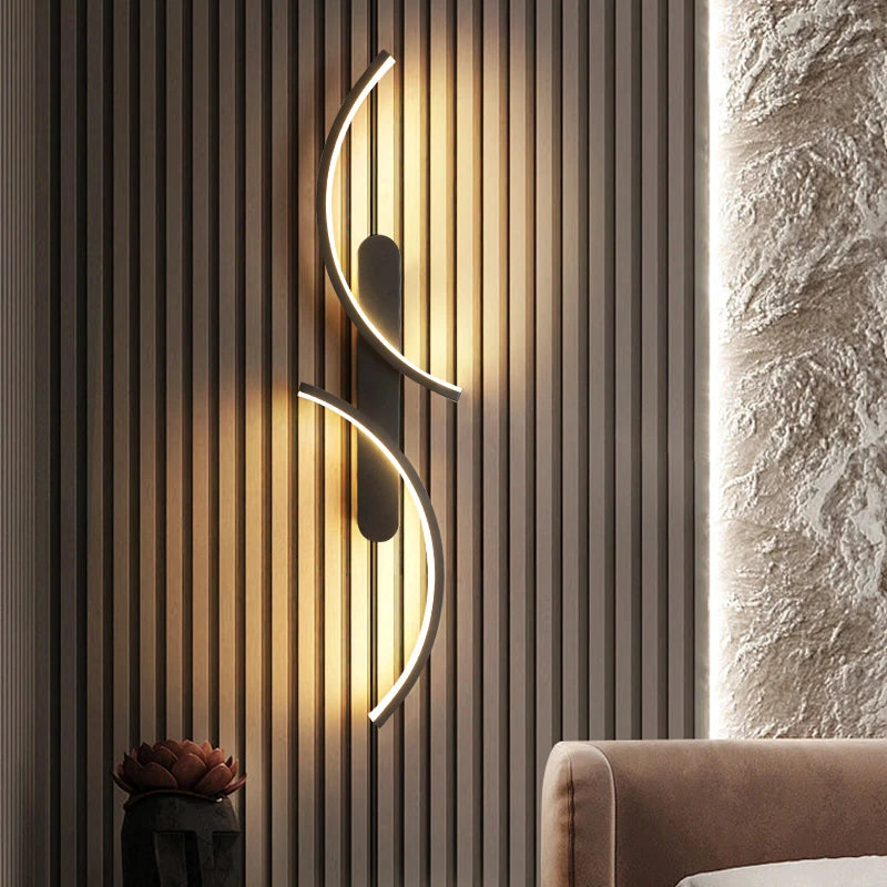 Eira Cascade Aluminum Wall Sconce – Minimalist styled in a living room interior