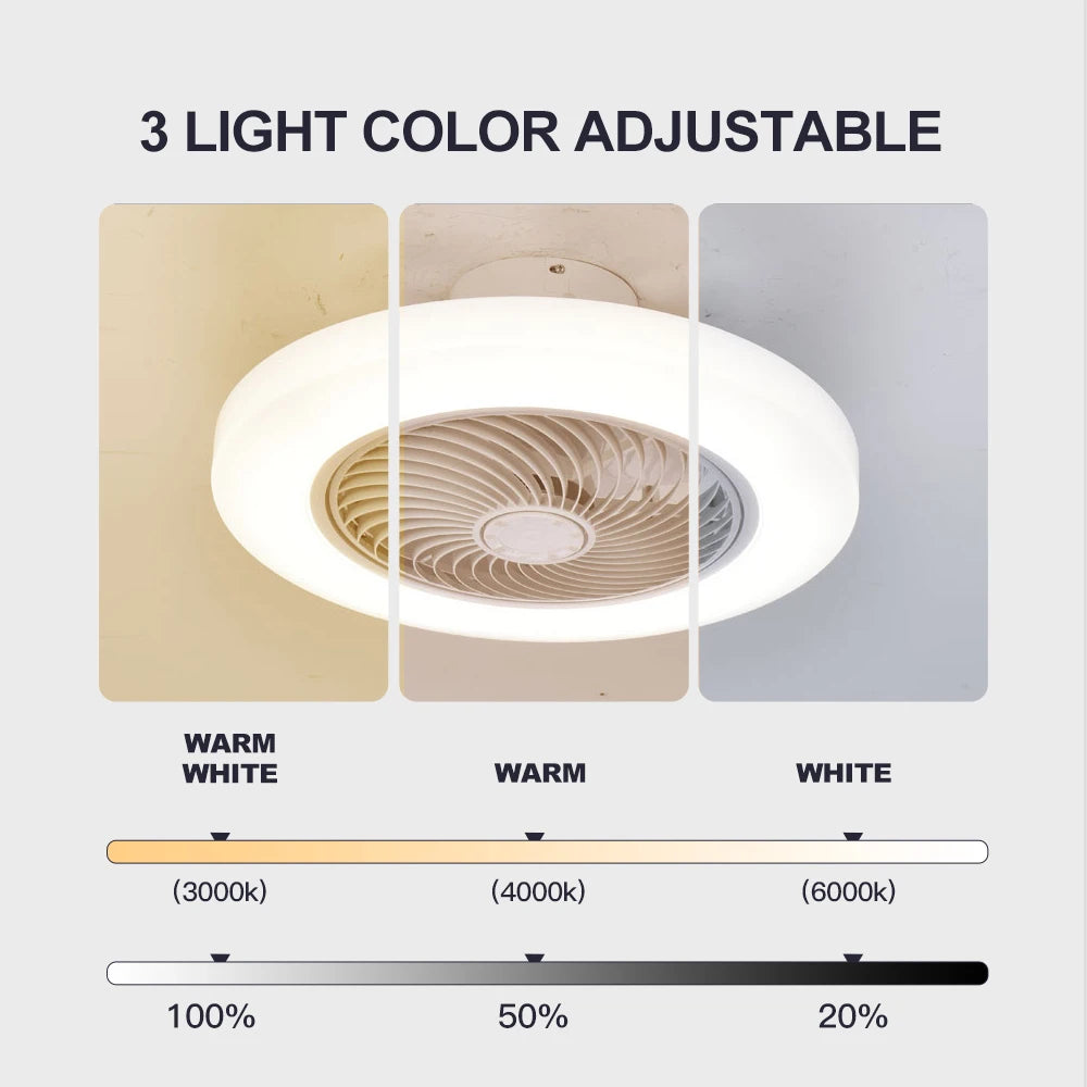Elara 52cm Invisible-Blade Smart Ceiling Fan Light – Remote Control