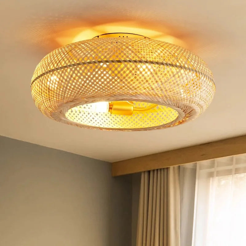 Aurelia Bamboo Retractable-Blade Ceiling Fan Light – Remote Control