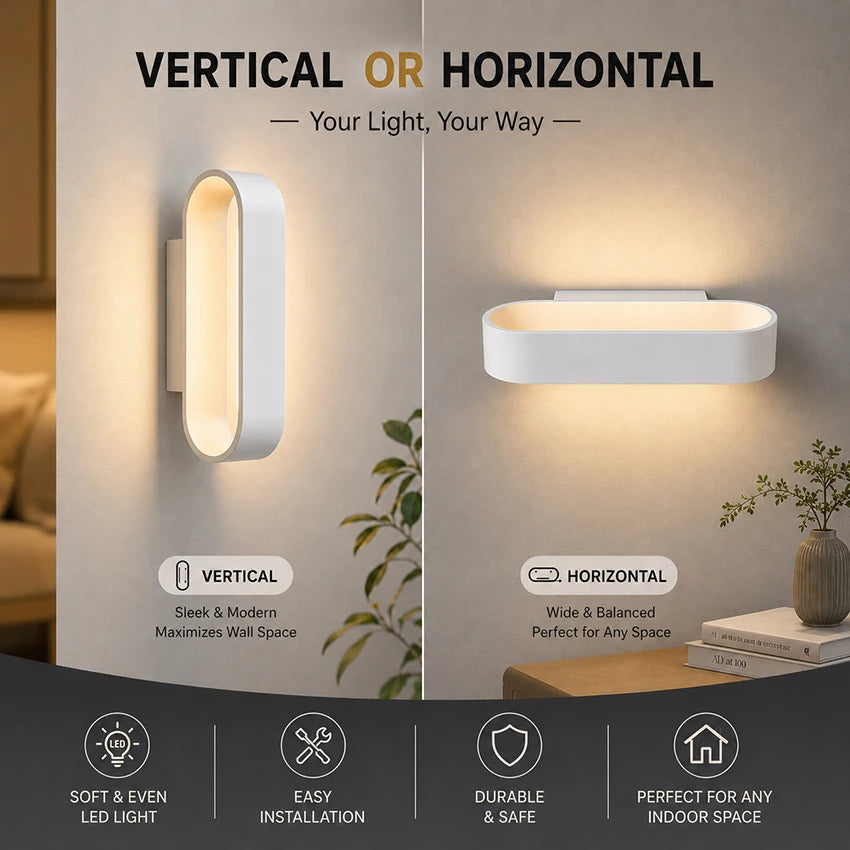 Quintara 12W Rounded-Rectangle Aluminum Wall Sconce for Hotel Hallway