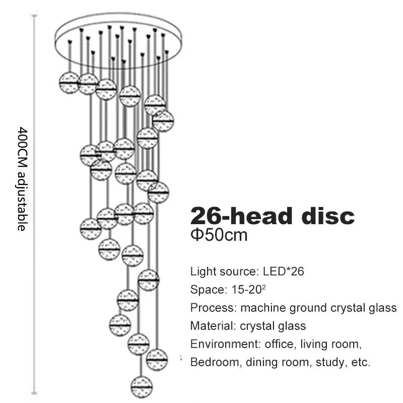 Crystal Globe Chandelier – Modern LED for Bedroom & Bedside, Living Room, Dining Room & Kitchen | Seren Halo by Evenlyr
