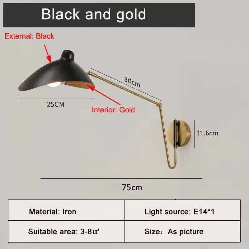 Metal Adjustable Swing-Arm Wall Sconce – Industrial Adjustable LED for Bedroom & Bedside, Living Room, Office & Study | Aveline Dome by Evenlyr