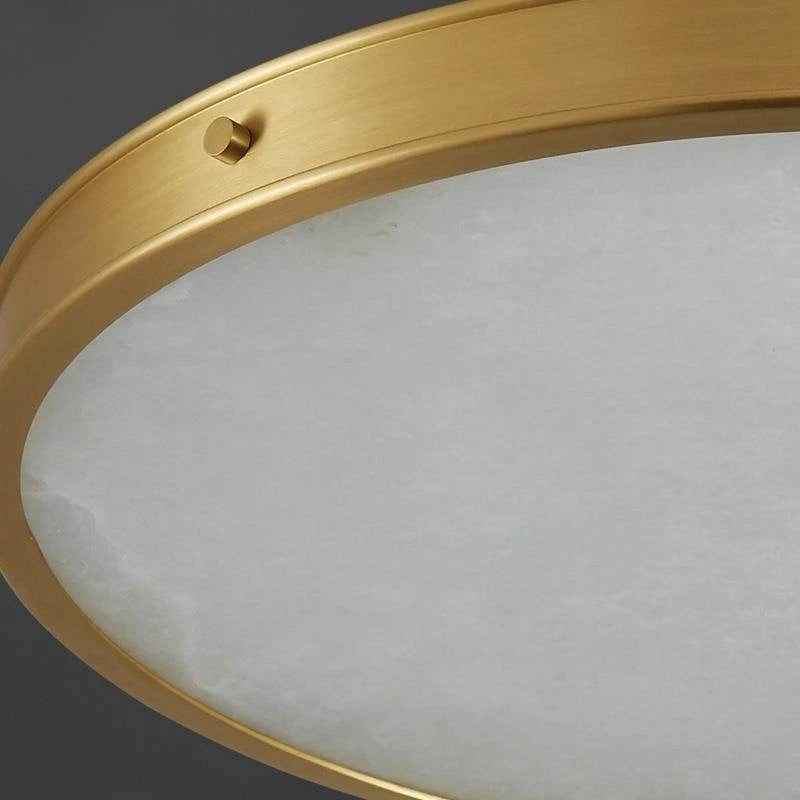 Alabaster & Marble Round Flush Mount Ceiling Light – Modern LED Slim for Bedroom & Bedside, Living Room | Lunara Halo by Evenlyr