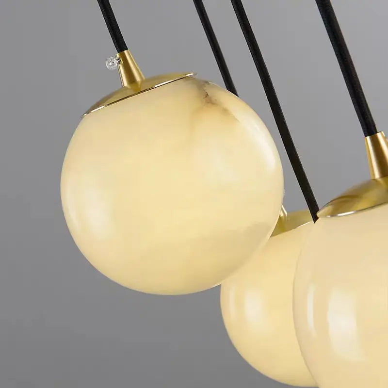 Alabaster & Marble Linear Chandelier – Modern Linear for Living Room, Bedroom & Bedside | Lunara Dome by Evenlyr