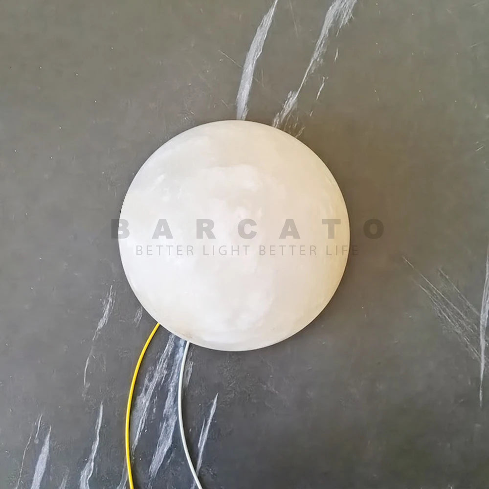 Palermo Round Alabaster Wall Sconce for Living Room – Nordic – detail view 2
