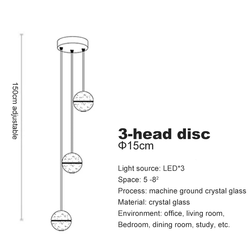 Crystal Globe Chandelier – Modern LED for Bedroom & Bedside, Living Room, Dining Room & Kitchen | Seren Halo by Evenlyr