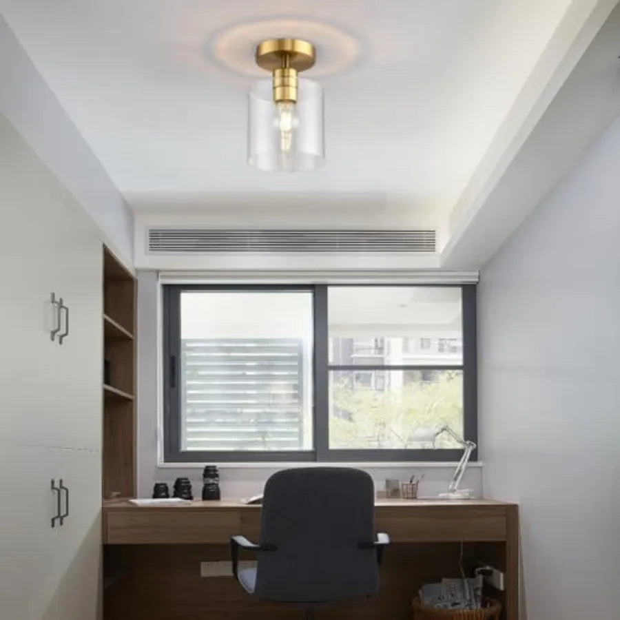 Brass Flush Mount Ceiling Light – Modern for Hallway & Entryway | Noemi Contour by Evenlyr