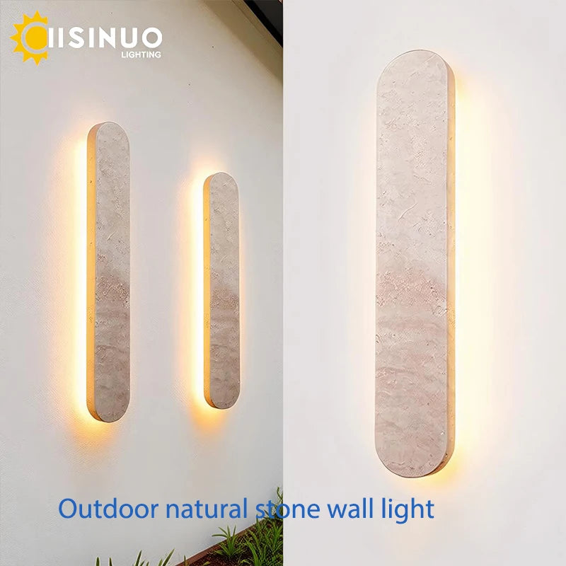 Joren Veil Linear Travertine Wall Sconce – product view 2