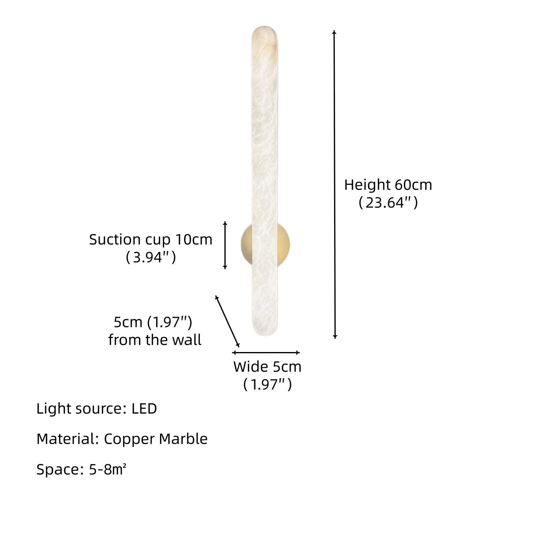 Marble & Brass Wall Sconce – Modern for Bathroom, Bedroom & Bedside, Living Room | Calista Arc by Evenlyr