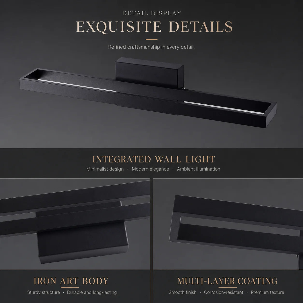 Metal Vertical LED Bathroom Vanity & Mirror Light – Modern LED for Bathroom | Selene Dome by Evenlyr