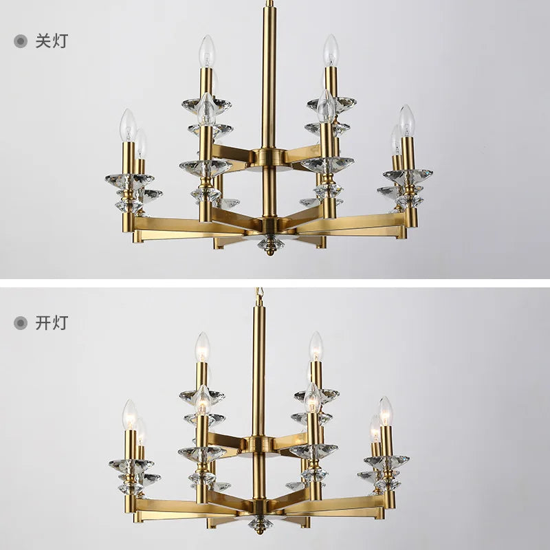 Glass & Crystal Chandelier – European Classic Dimmable LED for Dining Room, Living Room, Bedroom | Isolde Arc by Evenlyr