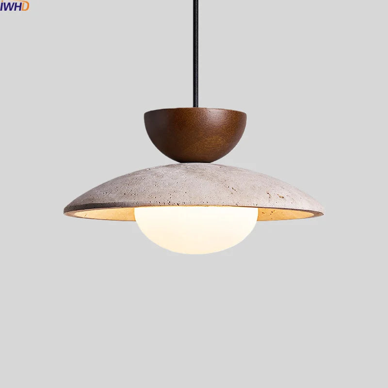 Galen Veil Travertine Pendant Light – Designer Wabi-Sabi Travertine Pendant Lights for Bedroom