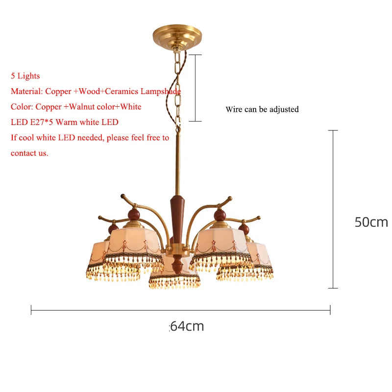 Kensley Brass Wood Chandelier for Dining Room – Bohemian