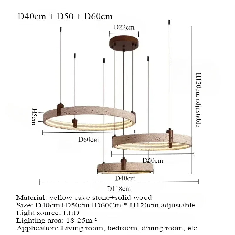 Travertine Round Pendant Light – Wabi-Sabi Minimalist LED for Living Room | Maris Arc by Evenlyr